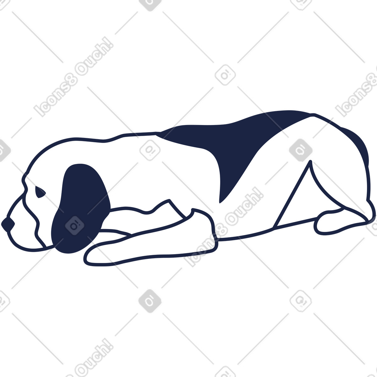 Ilustración Perro acostado línea en estilo Urban Line a descargar en PNG y SVG