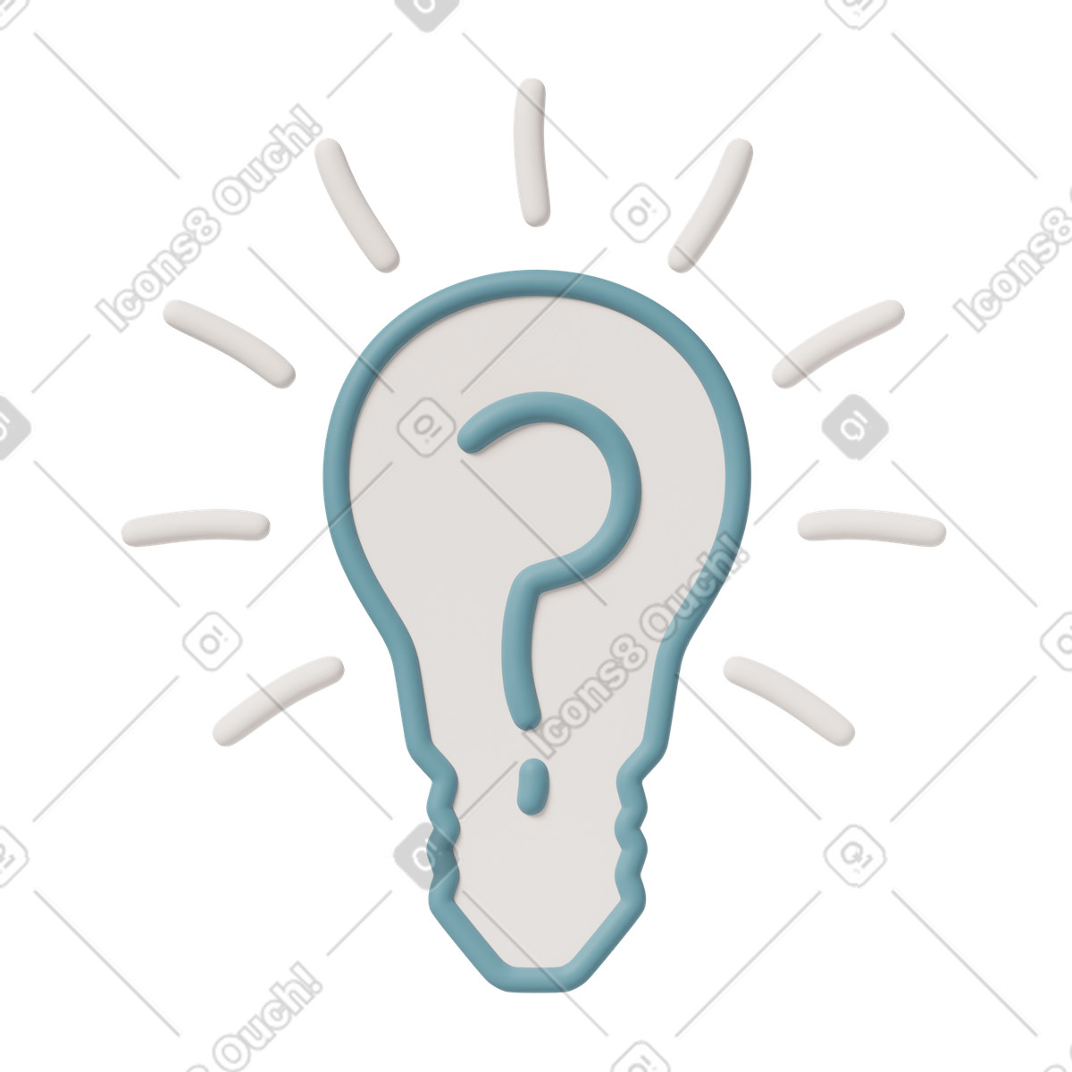 Lightbulb with question mark illustration in 3D Casual life style download in PNG, SVG