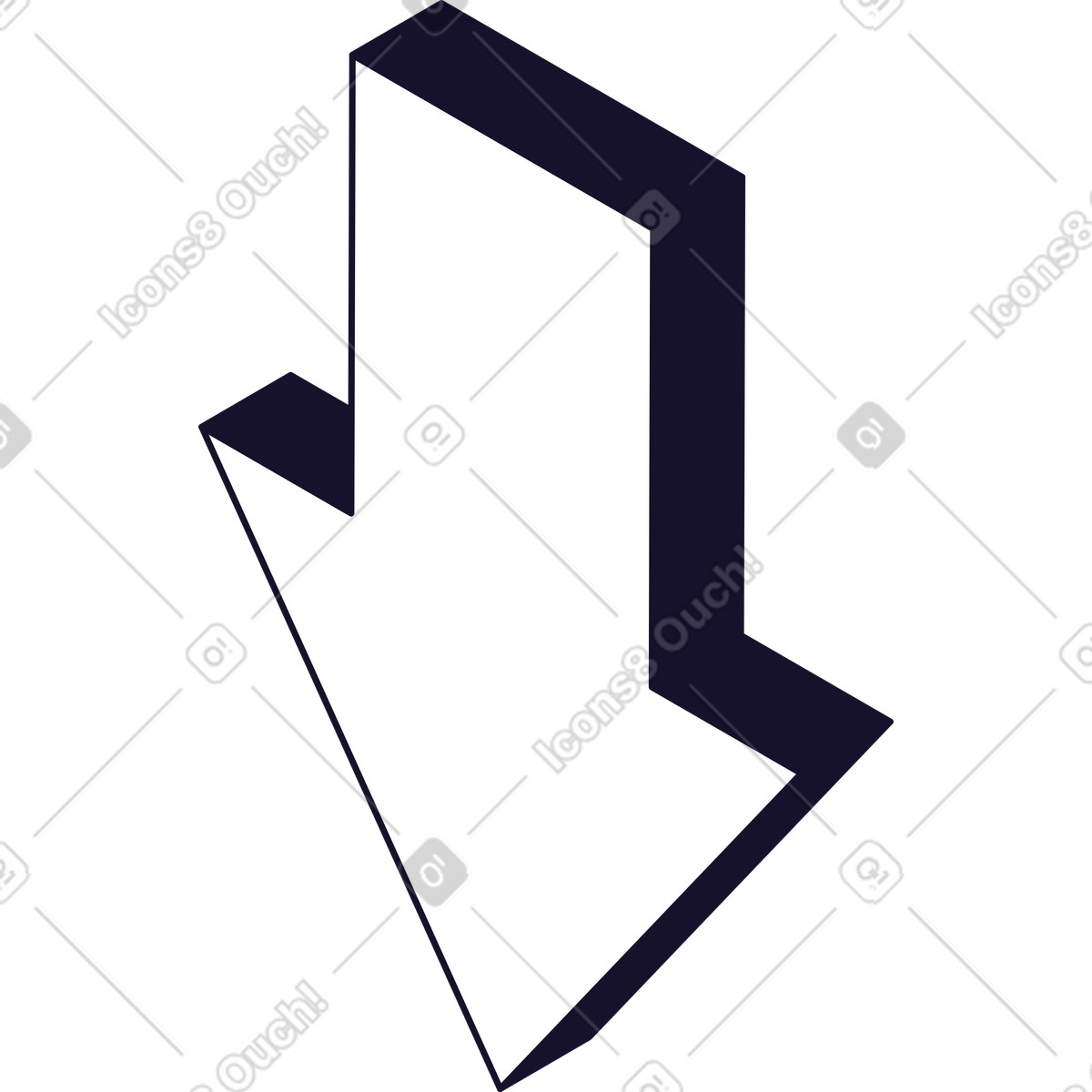 下载 Node 风格的 向下的白色箭头 插画，支持 PNG、SVG 格式
