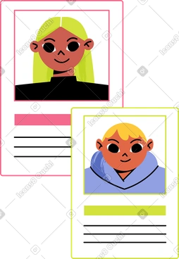 Illustration animée Deux cv aux formats GIF, Lottie (JSON) et AE