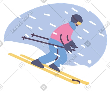 Skier going down the mountain fast in the snow PNG, SVG
