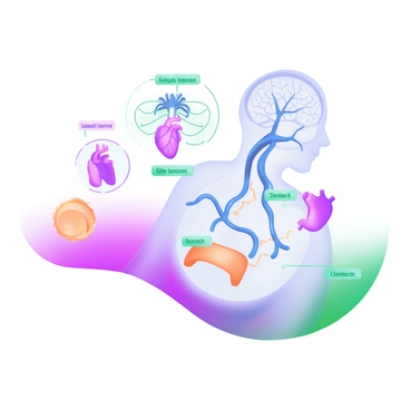 Illustration of the vagus nerve tracing from the brain to the abdomen
