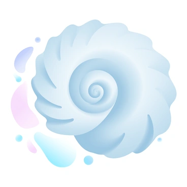 A seashell is spiraling outwards in a perfect golden ratio pattern. The shell is detailed, showcasing intricate ridges and smooth curves that reflect light softly. Surrounding the shell, there are gentle gradient pastel colors blending harmoniously, creating a serene backdrop. The shell is positioned prominently in the center, emphasizing its natural beauty and geometric precision.