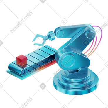 Industrial manufacturing with robotic arm and conveyor animated illustration in GIF, Lottie (JSON), AE