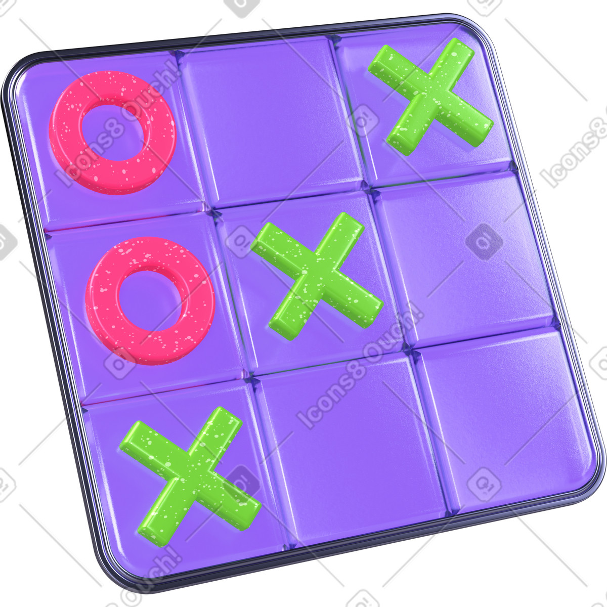 Tic-tac-toe winning combination, Game move, Competitive board illustration in 3D Boost style download in PNG, SVG