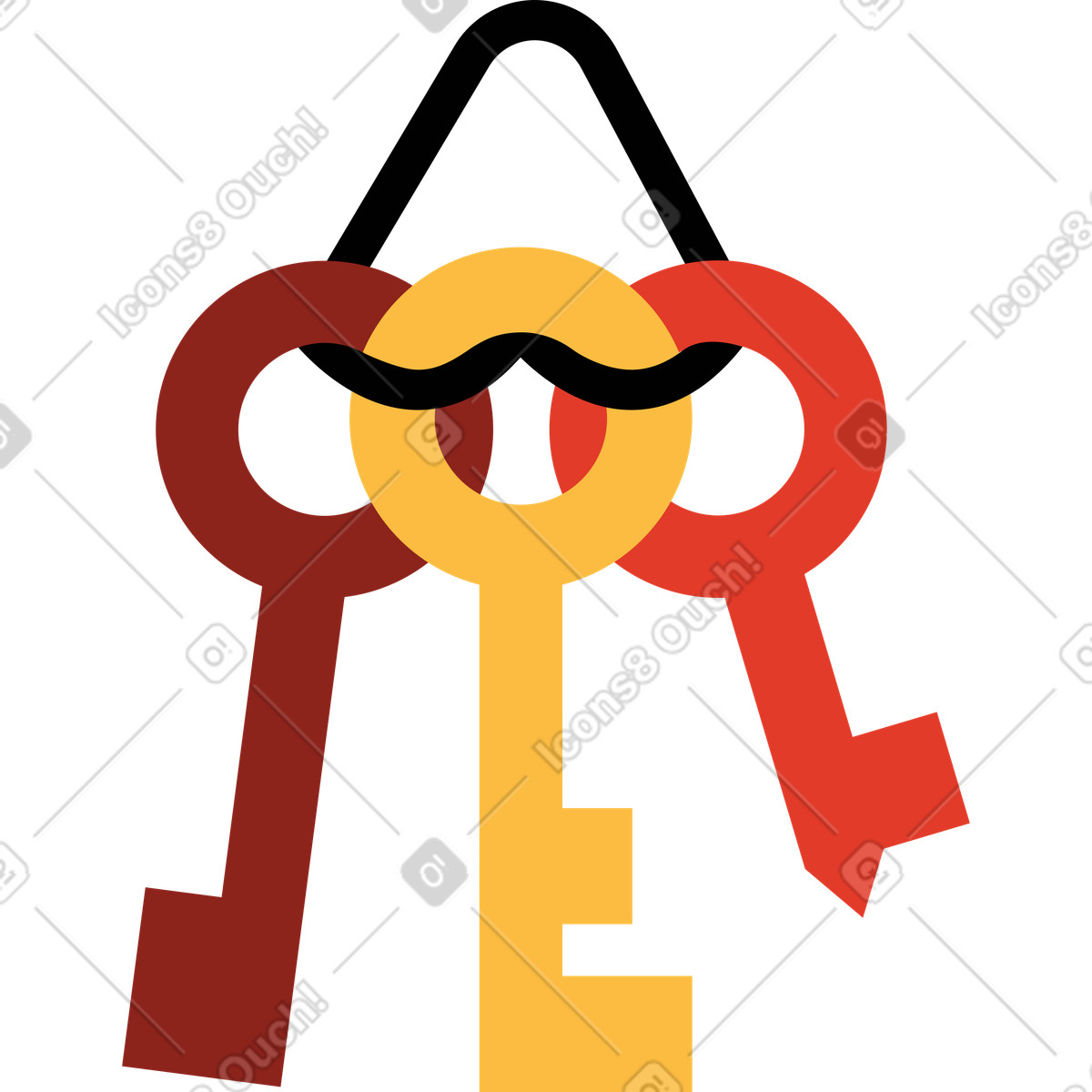 下载 Burgundy 风格的 一串钥匙 插画，支持 PNG、SVG 格式