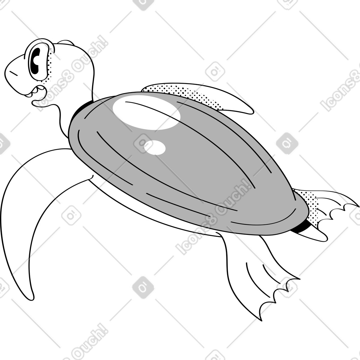 Little turtle illustration in Looney style download in PNG, SVG