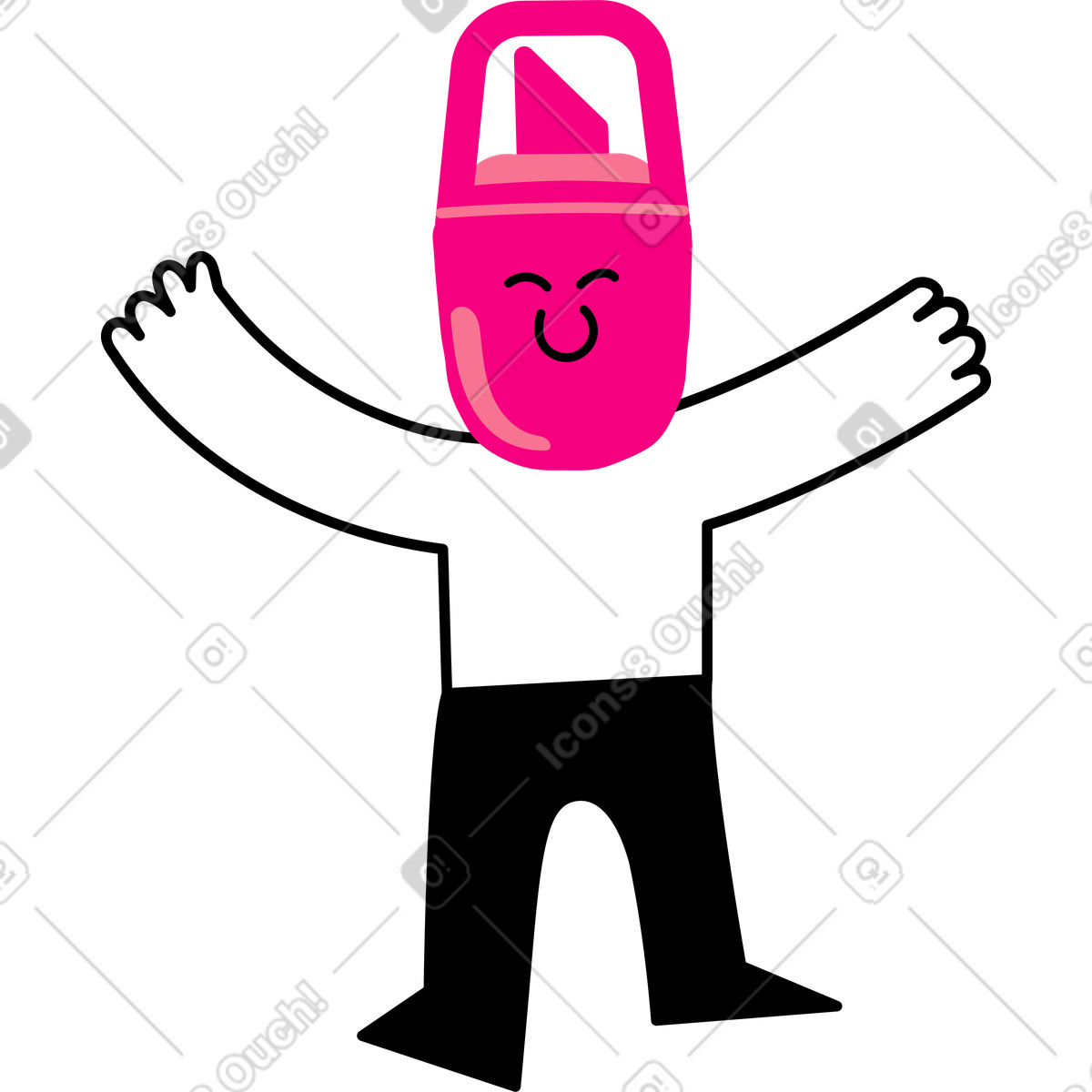 Charakter mit einem textmarkerkopf-Illustration im Giggle-Stil als Download in PNG, SVG
