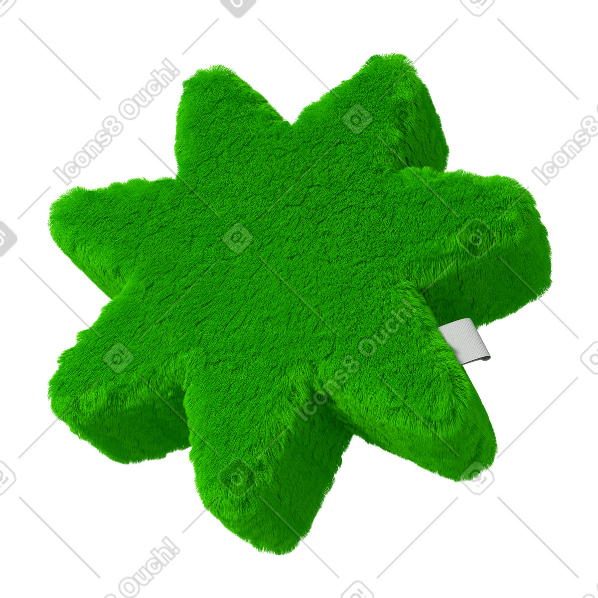 3D Plush icons スタイルの ふわふわの緑の星型クッション のイラストをPNG、SVG形式でダウンロード