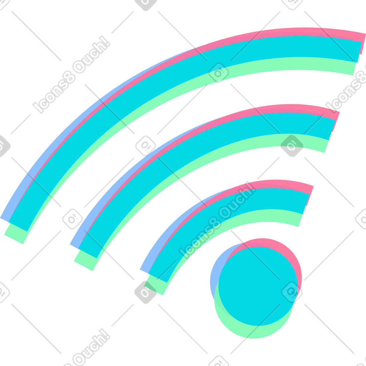Wifi sign illustration in Neon style download in PNG, SVG