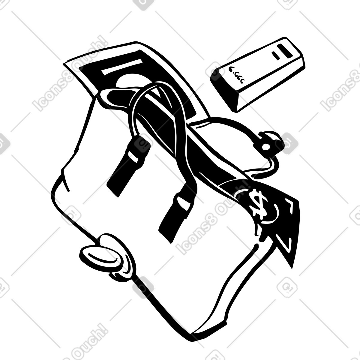 下载 Line 风格的 Finanier 皮革公文包 插画，支持 PNG、SVG 格式