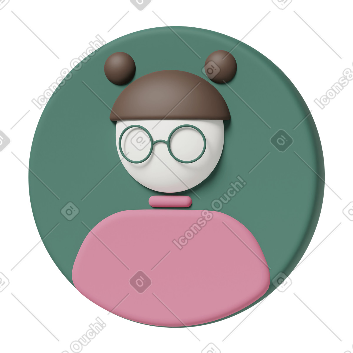 3D Casual life スタイルの Avatar girl with glasses のイラストをPNG、SVG形式でダウンロード