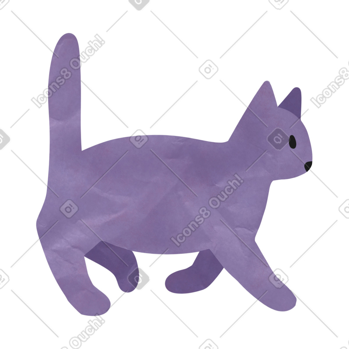 Ilustração de Gato em no estilo Papery para baixar em PNG, SVG