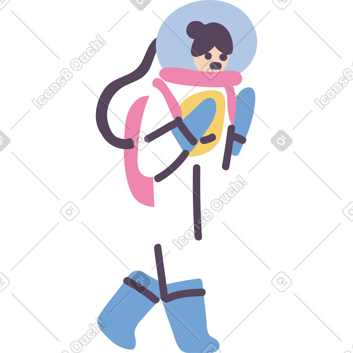 Astronaut illustration in Pluto style download in PNG, SVG