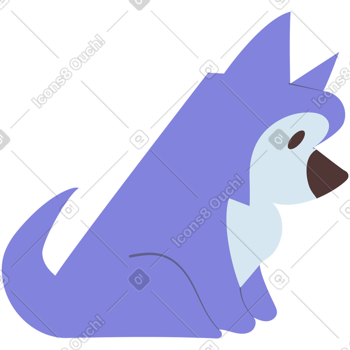 Little husky illustration in Woof style download in PNG, SVG