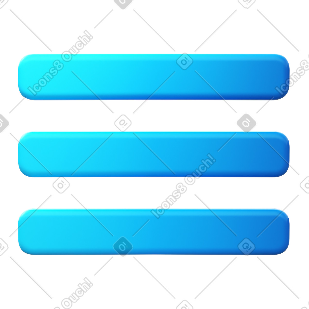 Illustration Menu burger bleu dans le style 3D Fluency à télécharger aux formats PNG, SVG