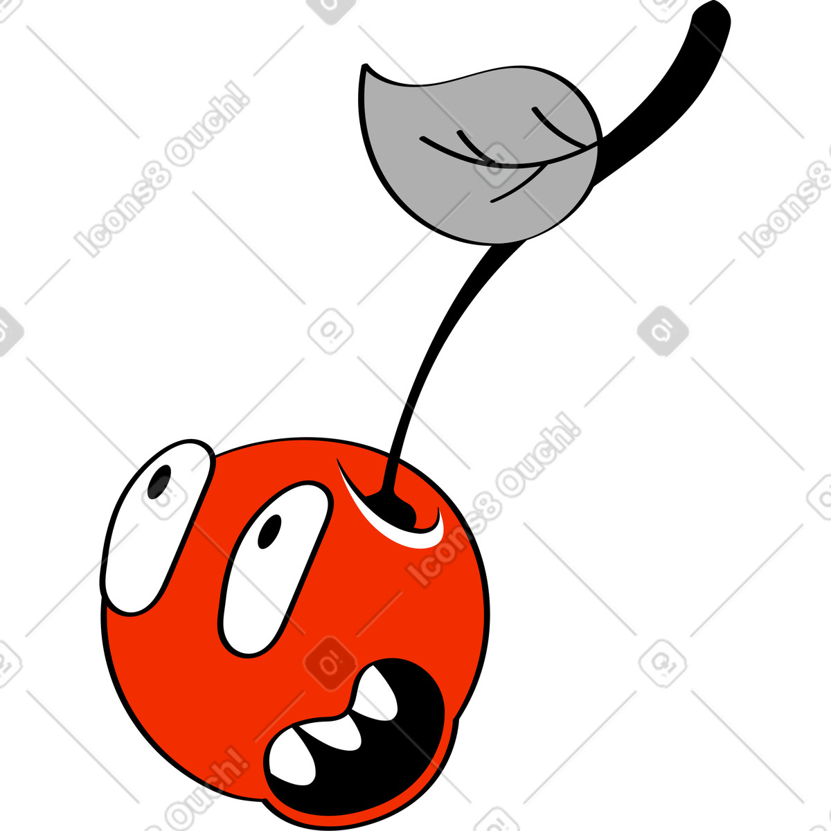 Cherry illustration in Looney style download in PNG, SVG