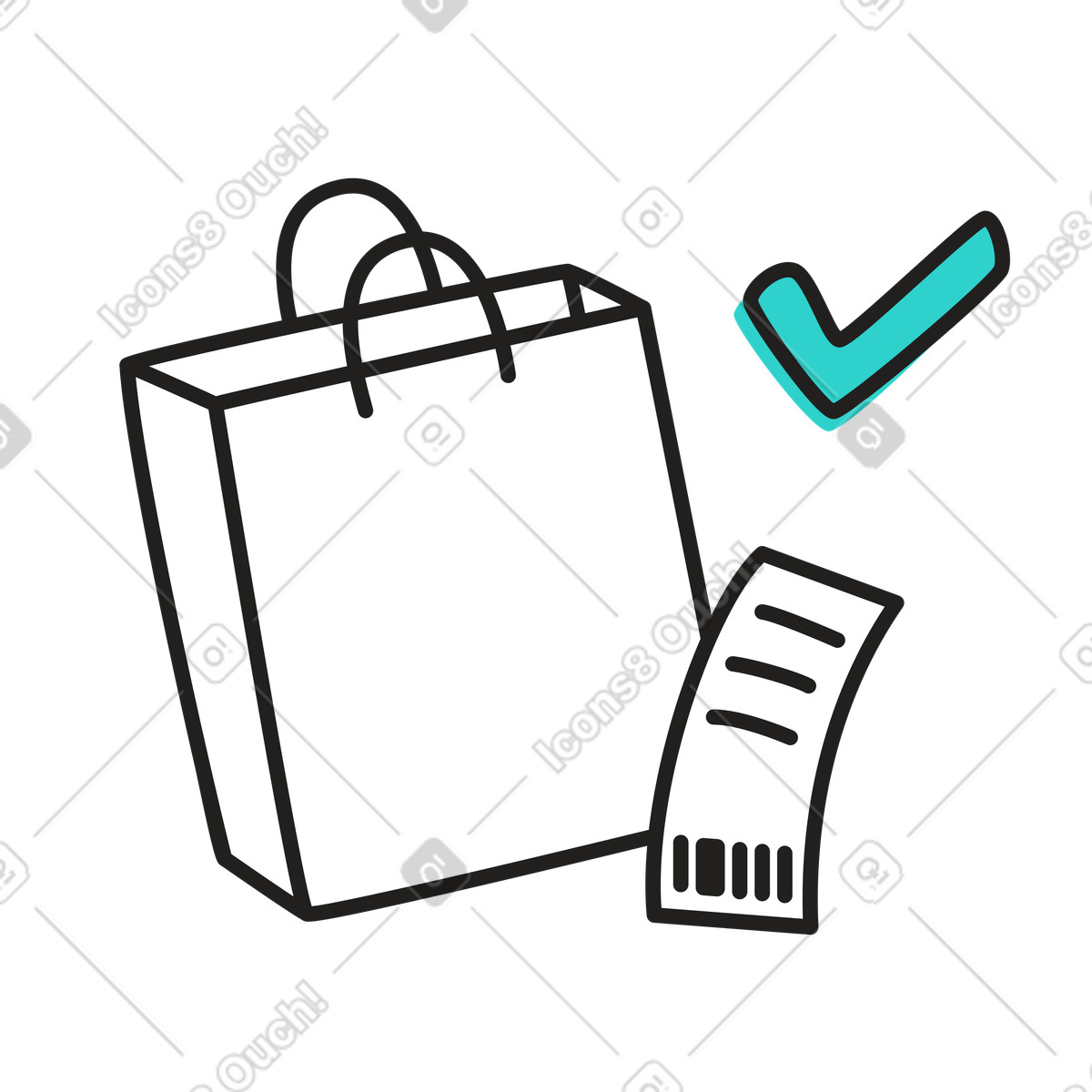Purchasing goods shopping is done receipt illustration clipart in PNG SVG GIF
