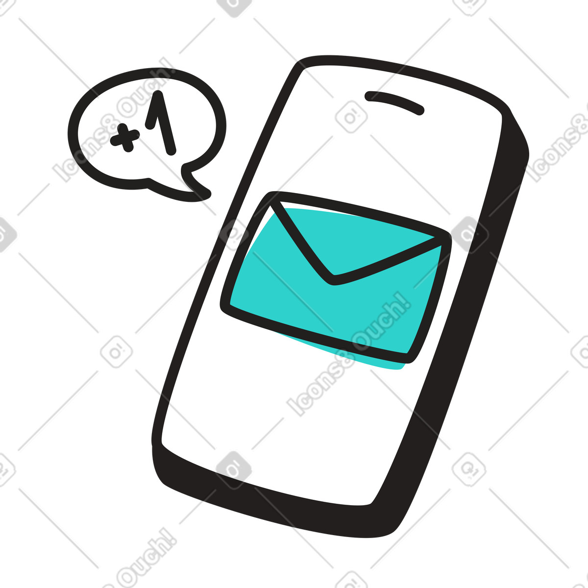 New message on smartphone screen illustration in Little style download in PNG, SVG