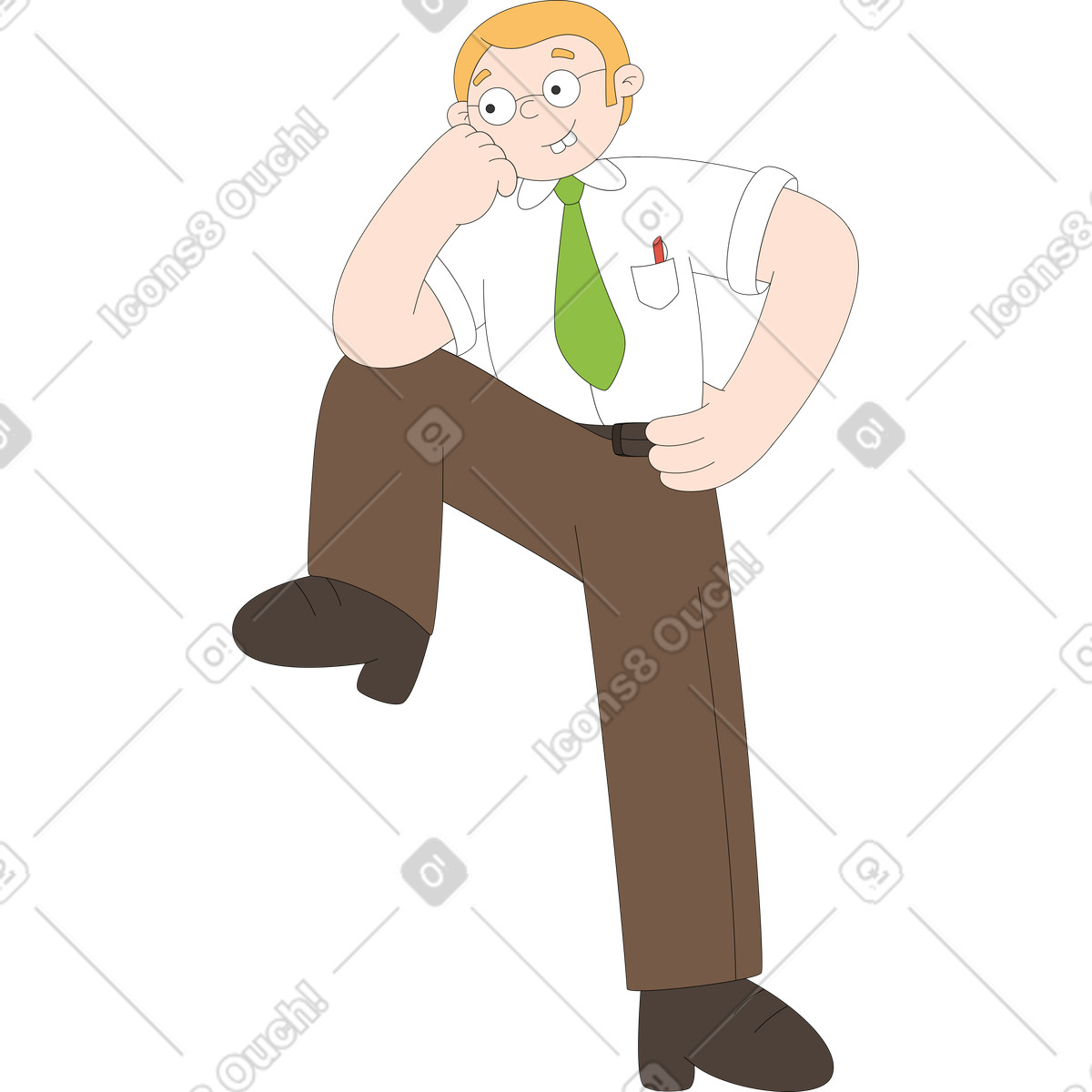 Man putting his foot up illustration in Sitcom style download in PNG, SVG