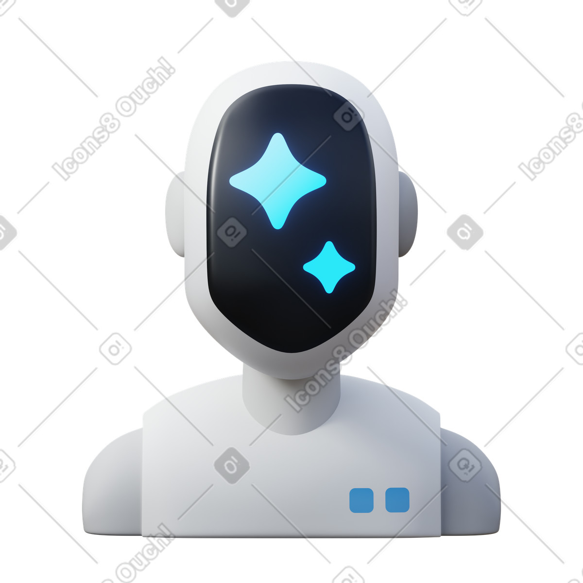 Robot with AI stars animated illustration in GIF, Lottie (JSON), AE