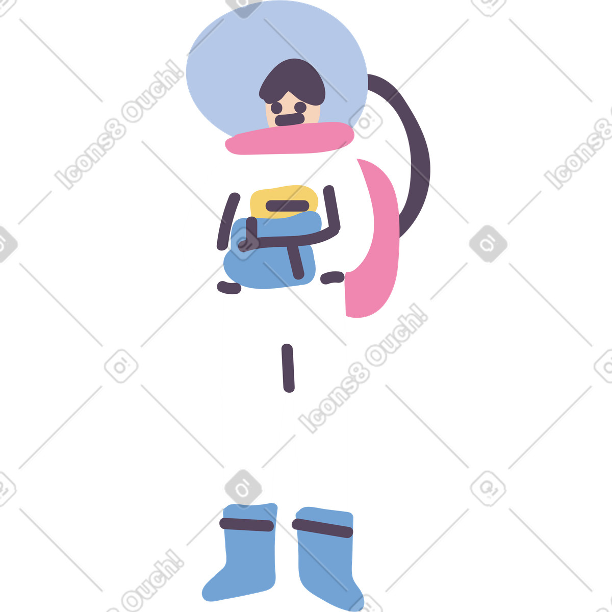 Astronaut illustration in Pluto style download in PNG, SVG