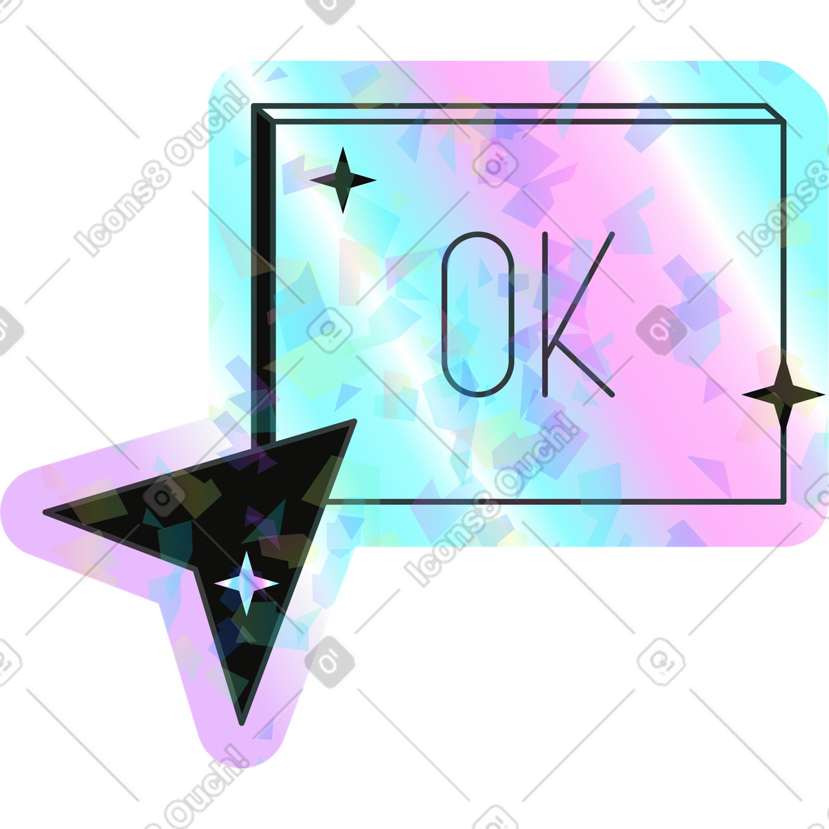 Ok-Illustration im Holostickers-Stil als Download in PNG, SVG