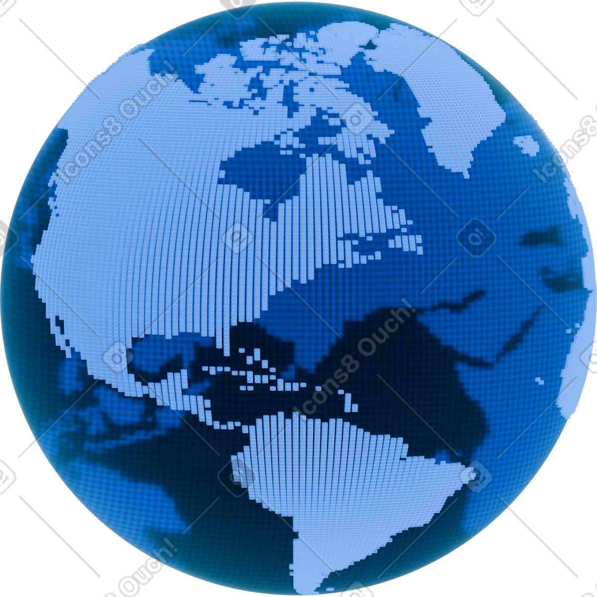 Earth hologram animated illustration in 3D Glassy style download in GIF, Lottie (JSON), AE