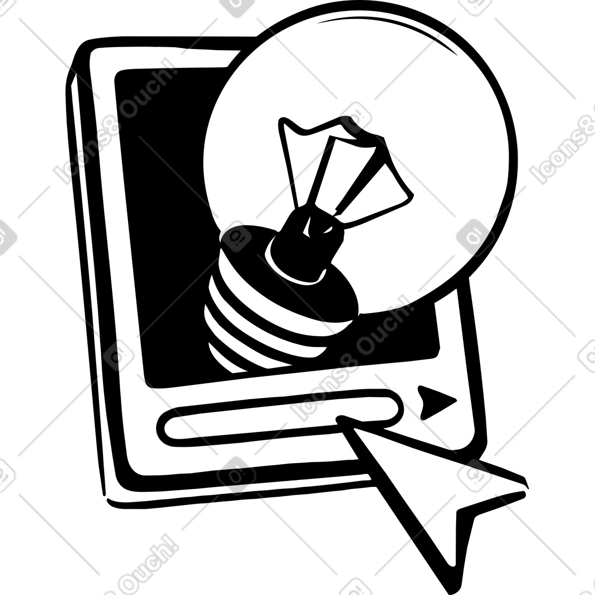 Light bulb on computer screen representing online idea generation concept-Illustration im Line-Stil als Download in PNG, SVG