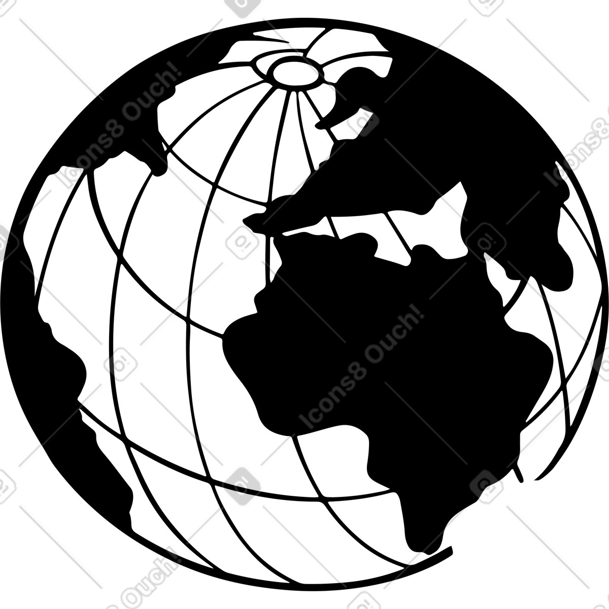 Globe earth illustration in Line style download in PNG, SVG