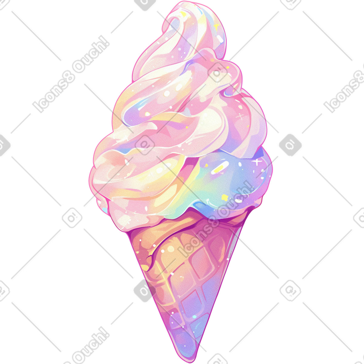 Ice cream illustration in Glazy style download in PNG, SVG
