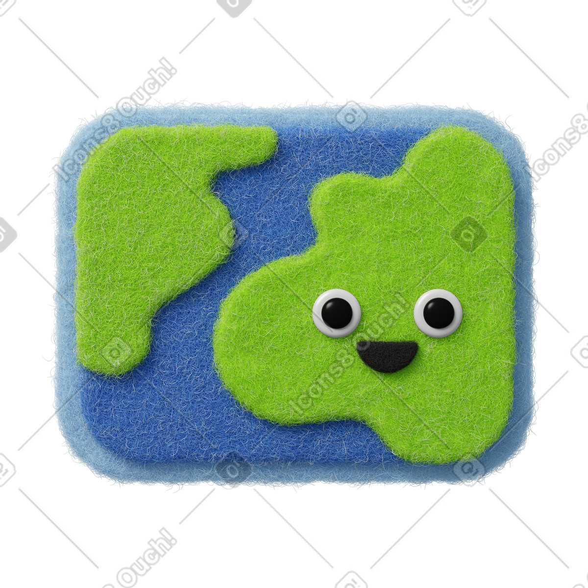 Cute earth map illustration in Fuzzy style download in PNG, SVG