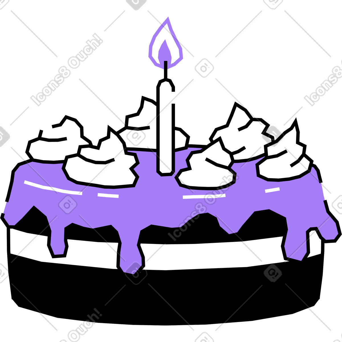 Birthday cake illustration in Amethyst style download in PNG, SVG