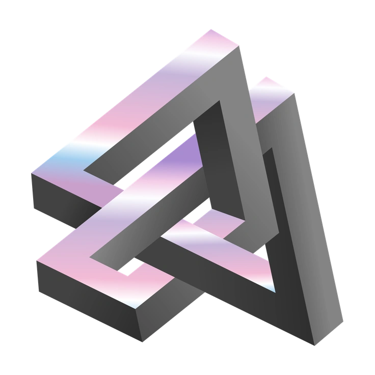 An impossible triangle with gradient colors - Illusion style illustration