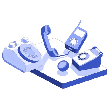 A collection of vintage-style 3D phones with retro designs is displayed on a sleek surface. Each phone features unique shapes and textures, showcasing designs that include rounded edges and ornate buttons. The phones are arranged in a way that emphasizes their distinct features, such as antennas, rotary dials, and small screens. The surface beneath them reflects their forms, creating a sense of depth and dimension. Each phone has intricate details, such as raised lettering and decorative patterns, highlighting their craftsmanship.