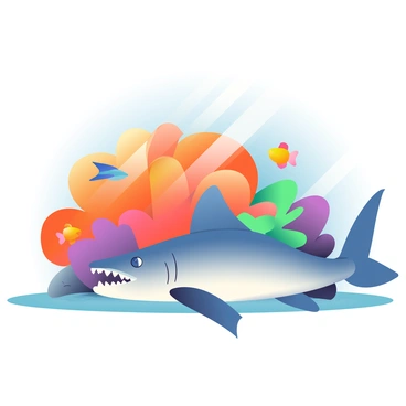 A barracuda with elongated, streamlined silver body and sharp teeth is resting near a large coral structure. The coral is vibrant, featuring a variety of colors such as bright orange, deep purple, and lush green. The barracuda's fins are slightly spread, and it is positioned close to the coral, which is adorned with small, tropical fish swimming around. Light filters through the water, casting a shimmering effect on the scene. The sandy ocean floor is visible beneath the barracuda and coral, completing the underwater environment.