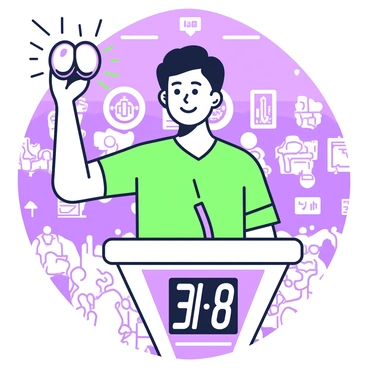 A contestant hitting the buzzer just before time runs out in a game show.