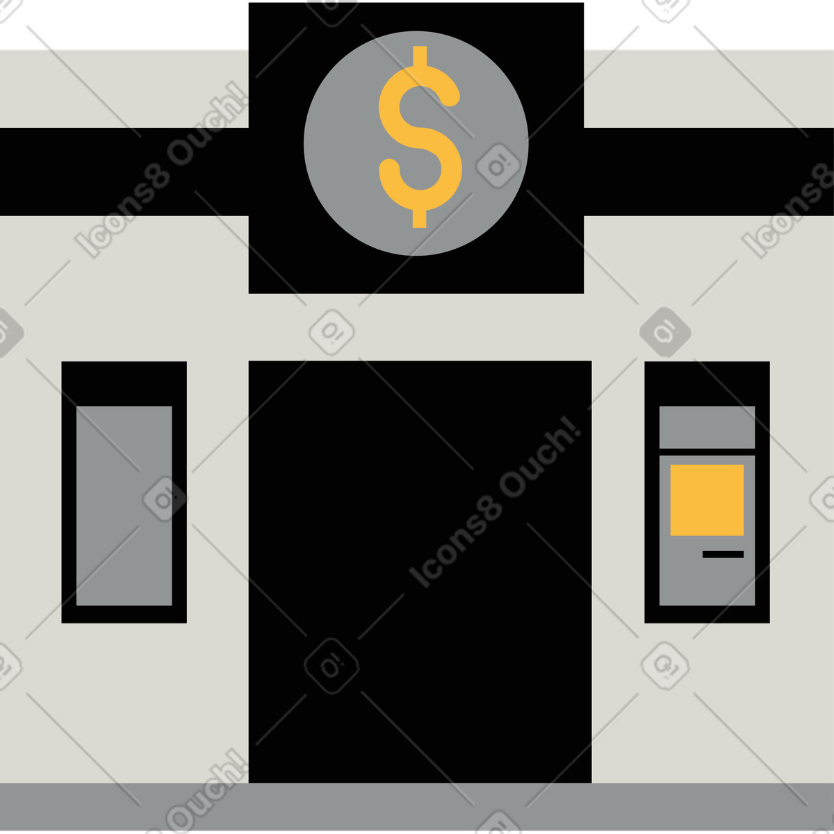 Bank illustration in Burgundy style download in PNG, SVG