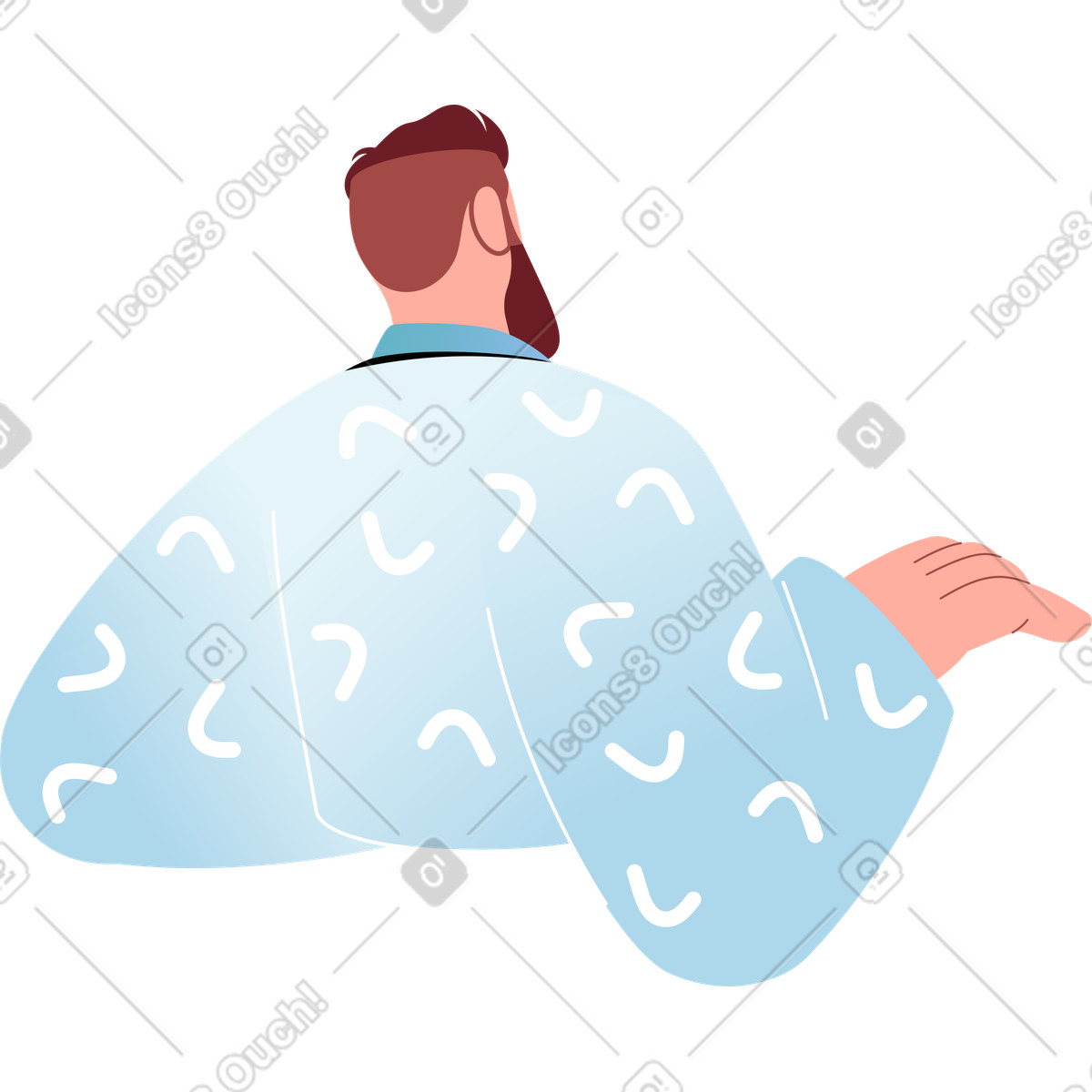 Back view of man illustration in Airy style download in PNG, SVG