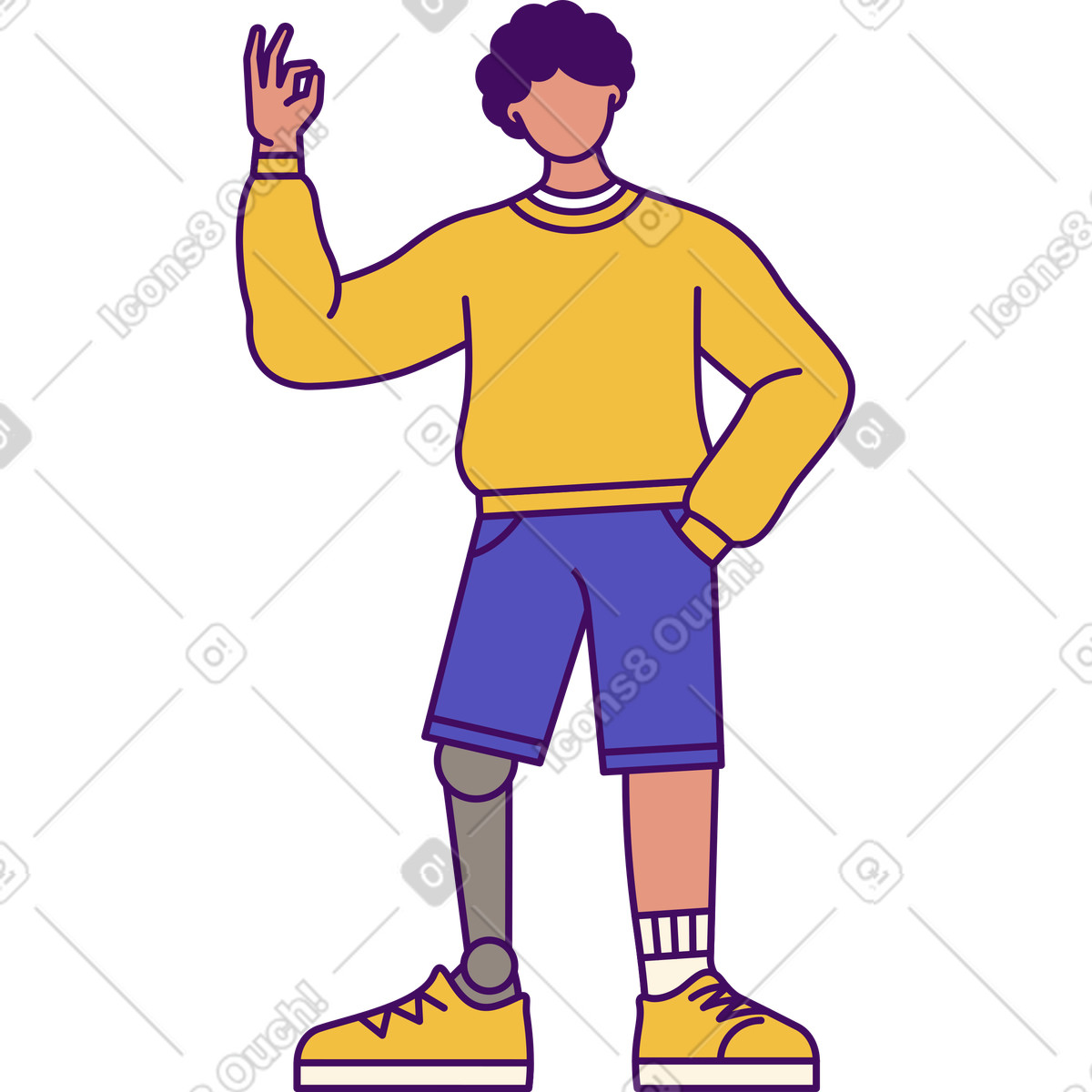 Guy with a prosthetic leg illustration in Simplistic style download in PNG, SVG