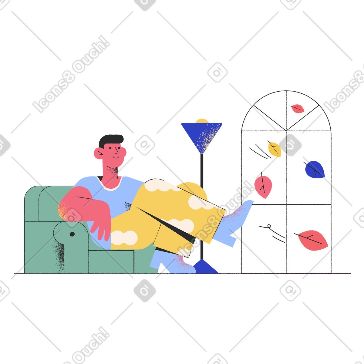 Pablo スタイルの 秋の天気を楽しむ男性 のイラストをPNG、SVG形式でダウンロード