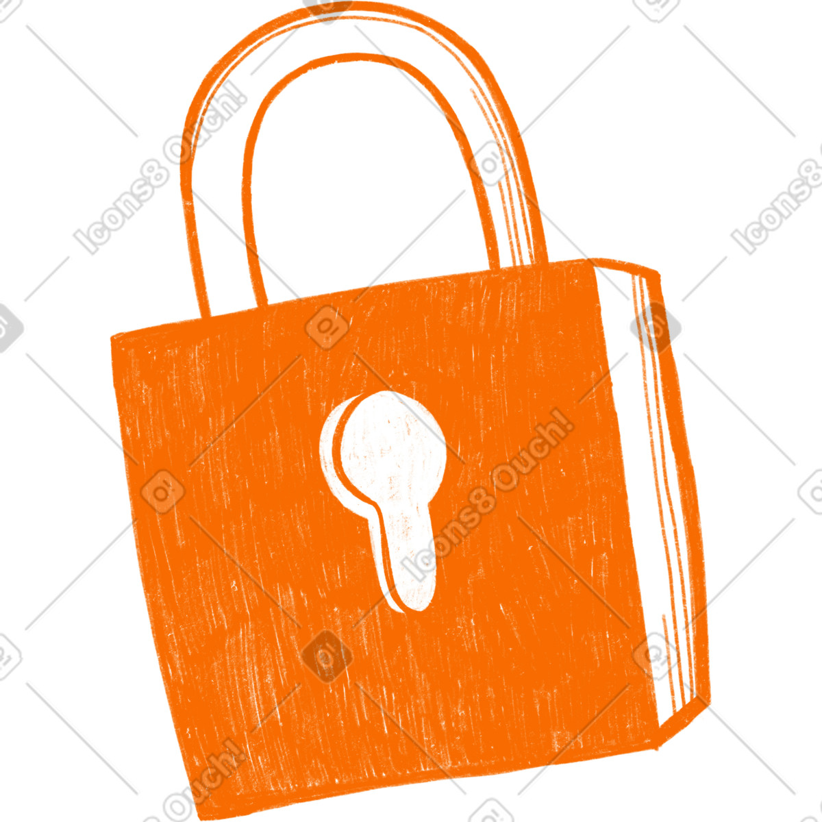 Orange padlock illustration in PNG, SVG
