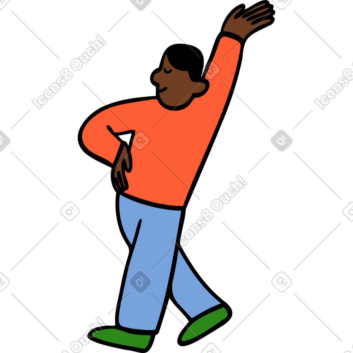 Man walking with his hand up illustration in Comic style download in PNG, SVG