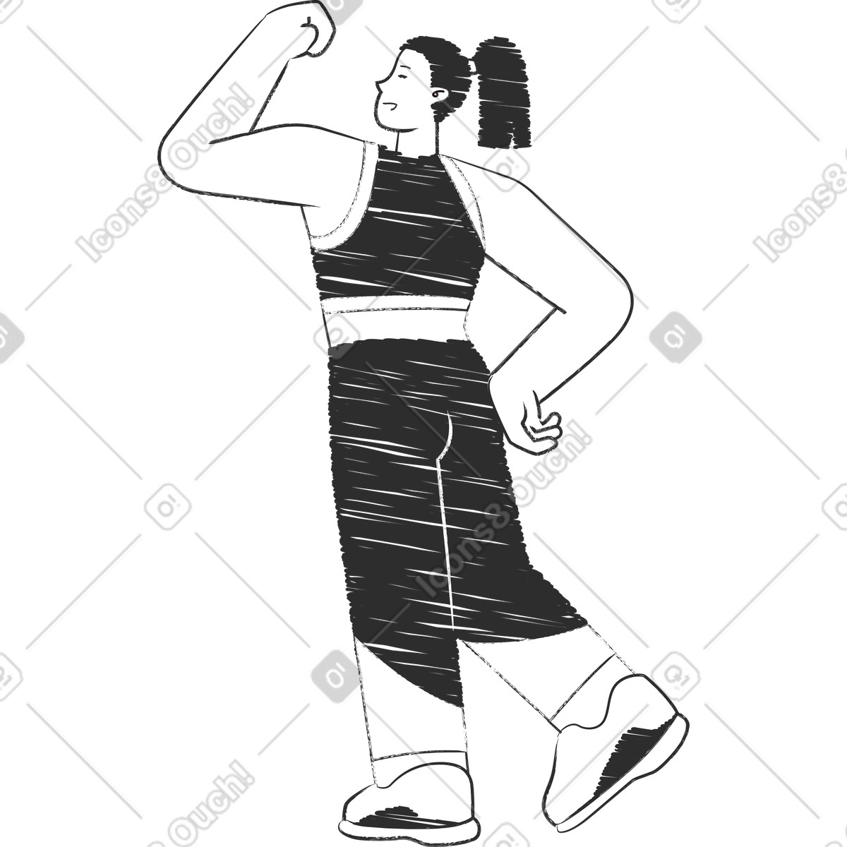 Atleta femminile illustrazione in stile Graphite scarica in PNG, SVG