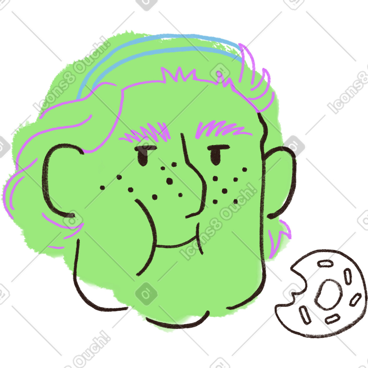 Ilustração de Homem comendo donut em no estilo Blobby para baixar em PNG, SVG