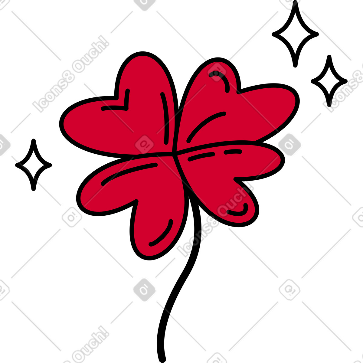 Four-leaf clover illustration in Ruby style download in PNG, SVG