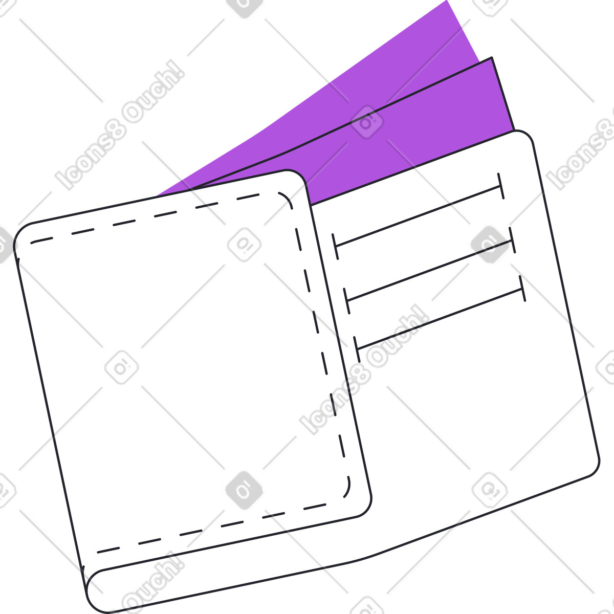 Illustration Portefeuille ouvert avec de l'argent dans le style Grapy à télécharger aux formats PNG, SVG