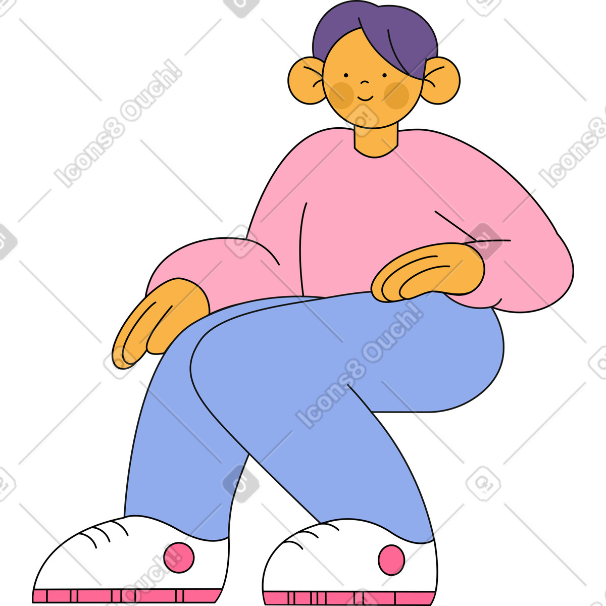 Illustration Homme assis en pull rose dans le style Bloom à télécharger aux formats PNG, SVG