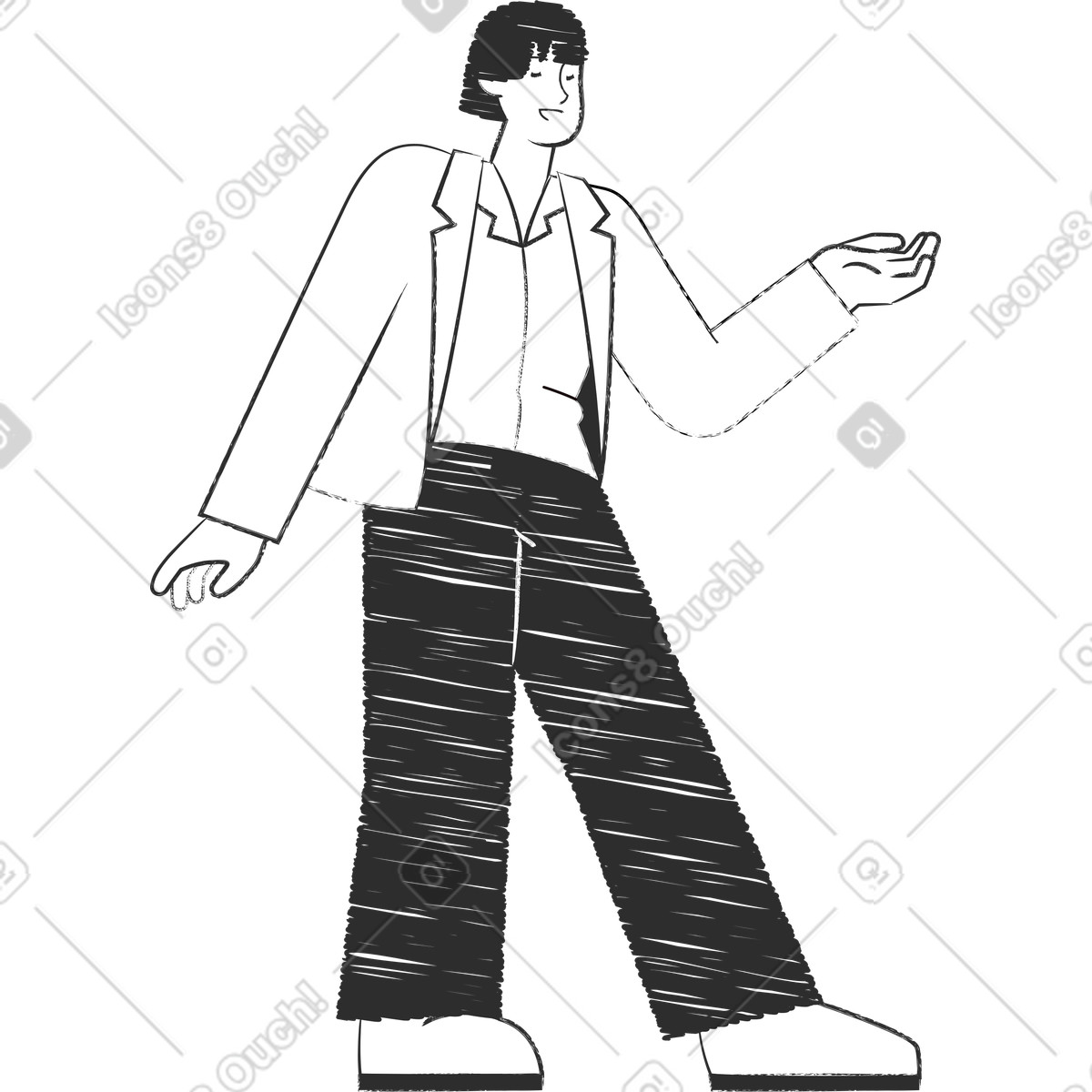 Man with bent arm illustration in Graphite style download in PNG, SVG