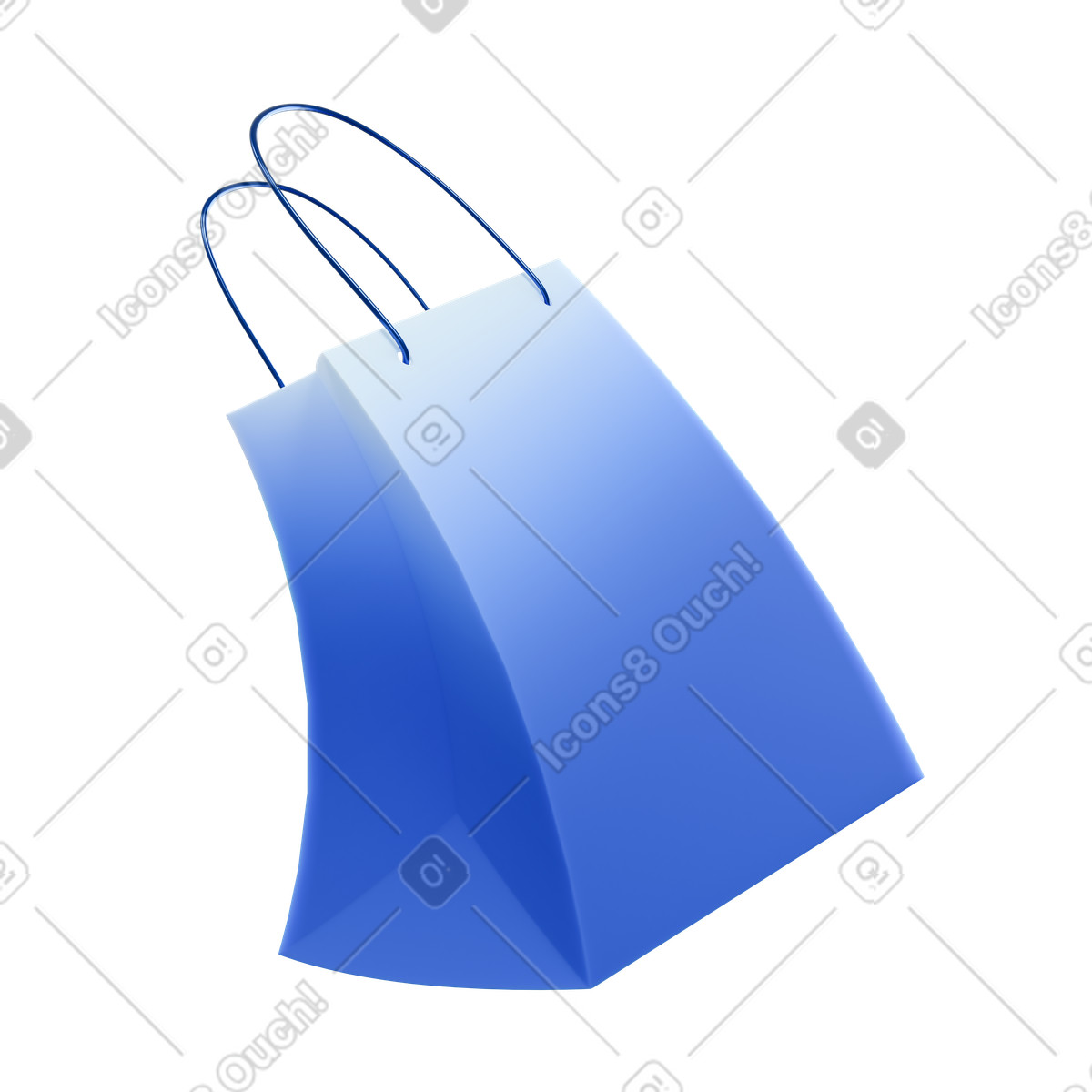 Blue shopping bag illustration in 3D Blueprint style download in PNG, SVG